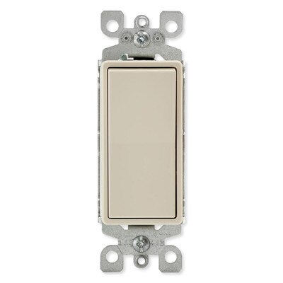 Leviton Decora Rocker Single-Pole AC Quiet Switch, 15A, 120/277V, Light Almond